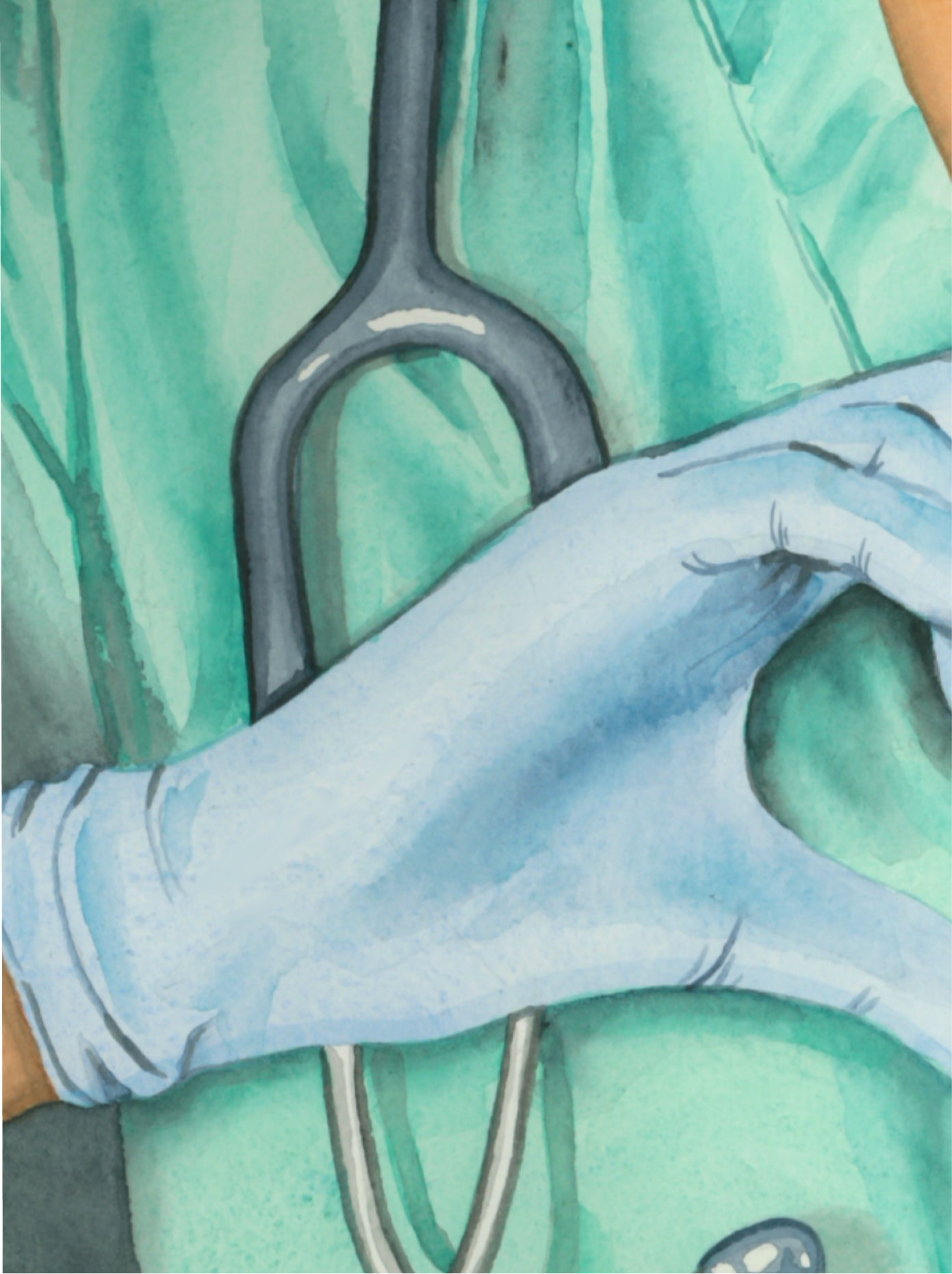 Nurse Heart Hands Watercolor Print