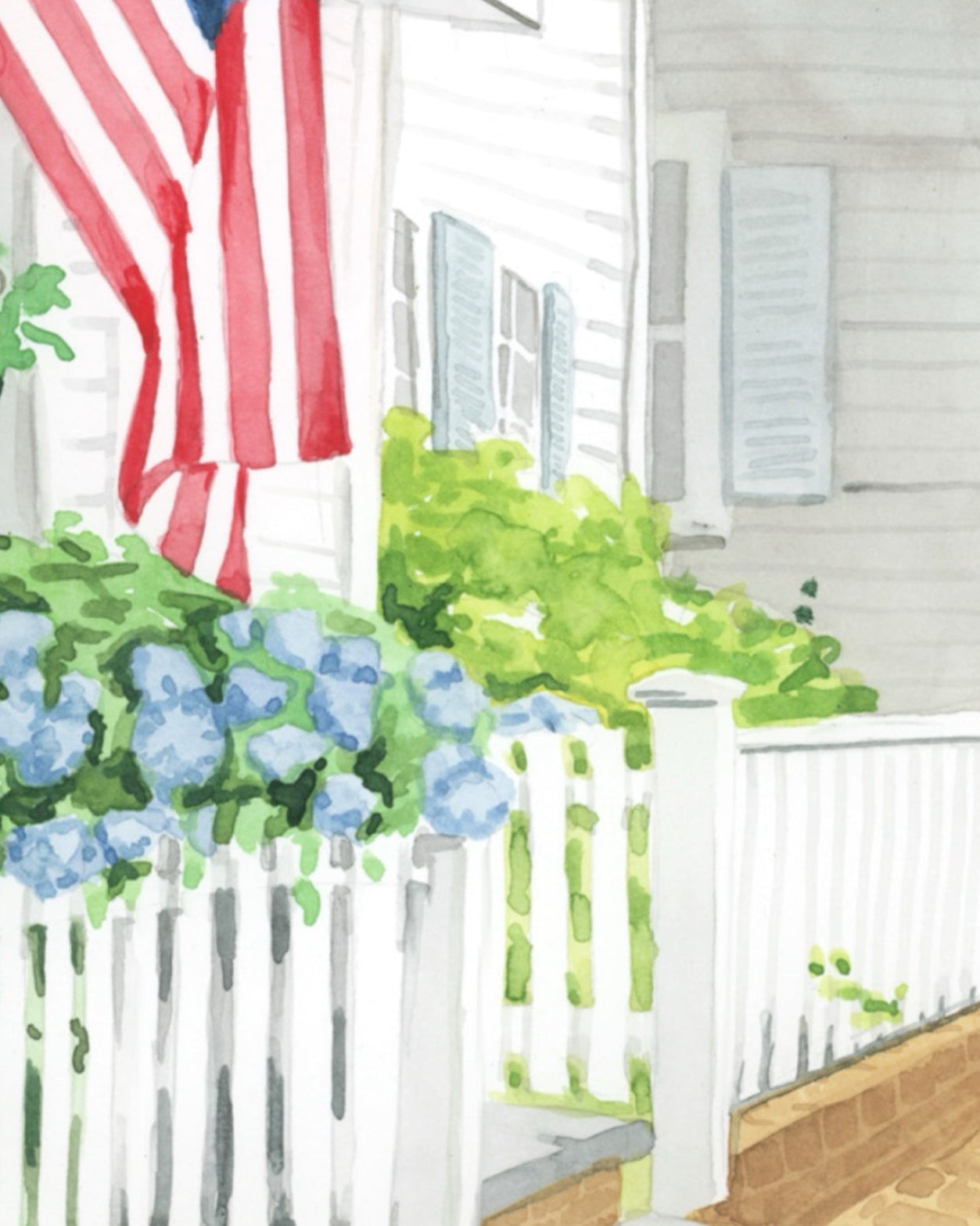 Patriotic Porch Watercolor Print