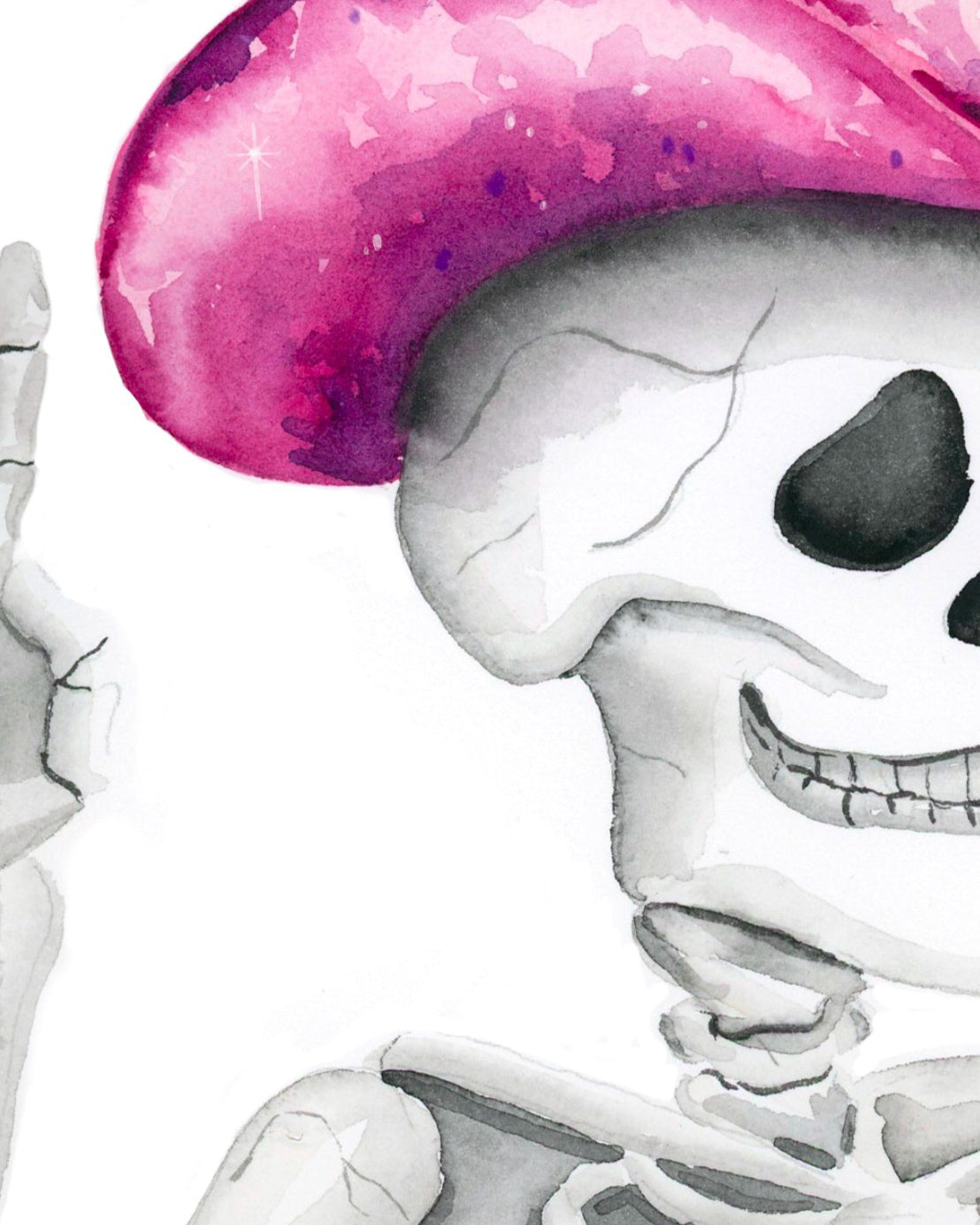 Glam Skeleton Watercolor Print