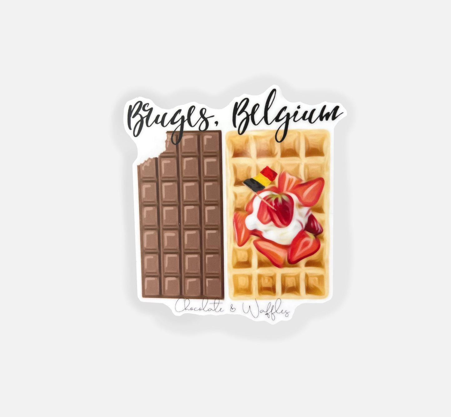 Bruges Belgium Chocolate and Waffle Sticker