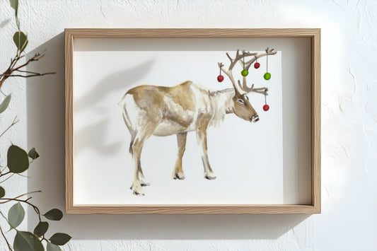 Reindeer Watercolor Print