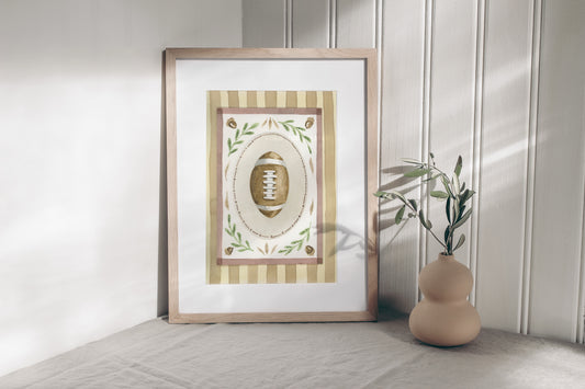 Fall Football Watercolor Print