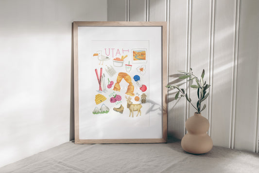 Utah Icons Watercolor Print