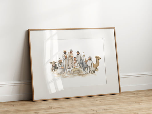 Neutral Nativity Watercolor Print