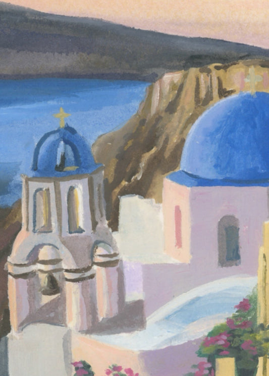 Santorini Greece Oil Painting Print