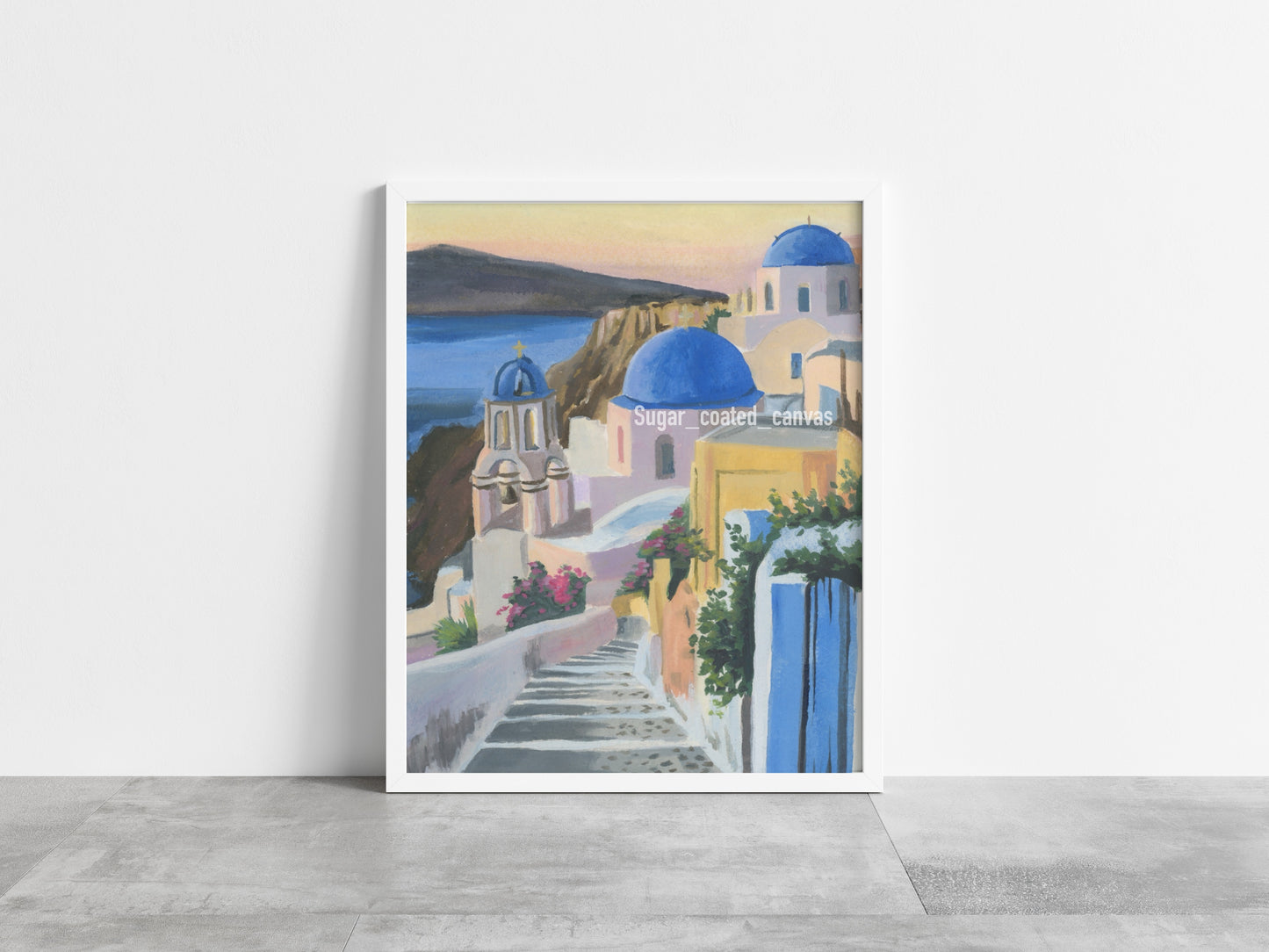 Santorini Greece Oil Painting Print
