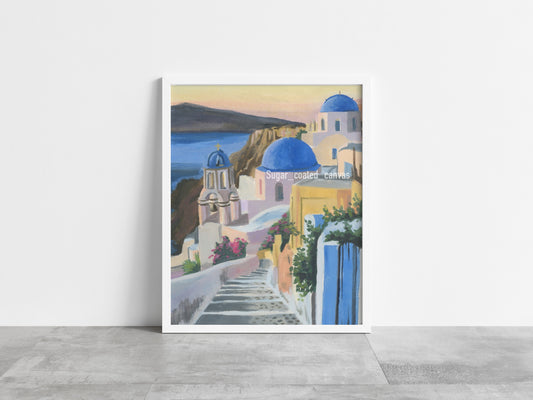 Santorini Greece Oil Painting Print