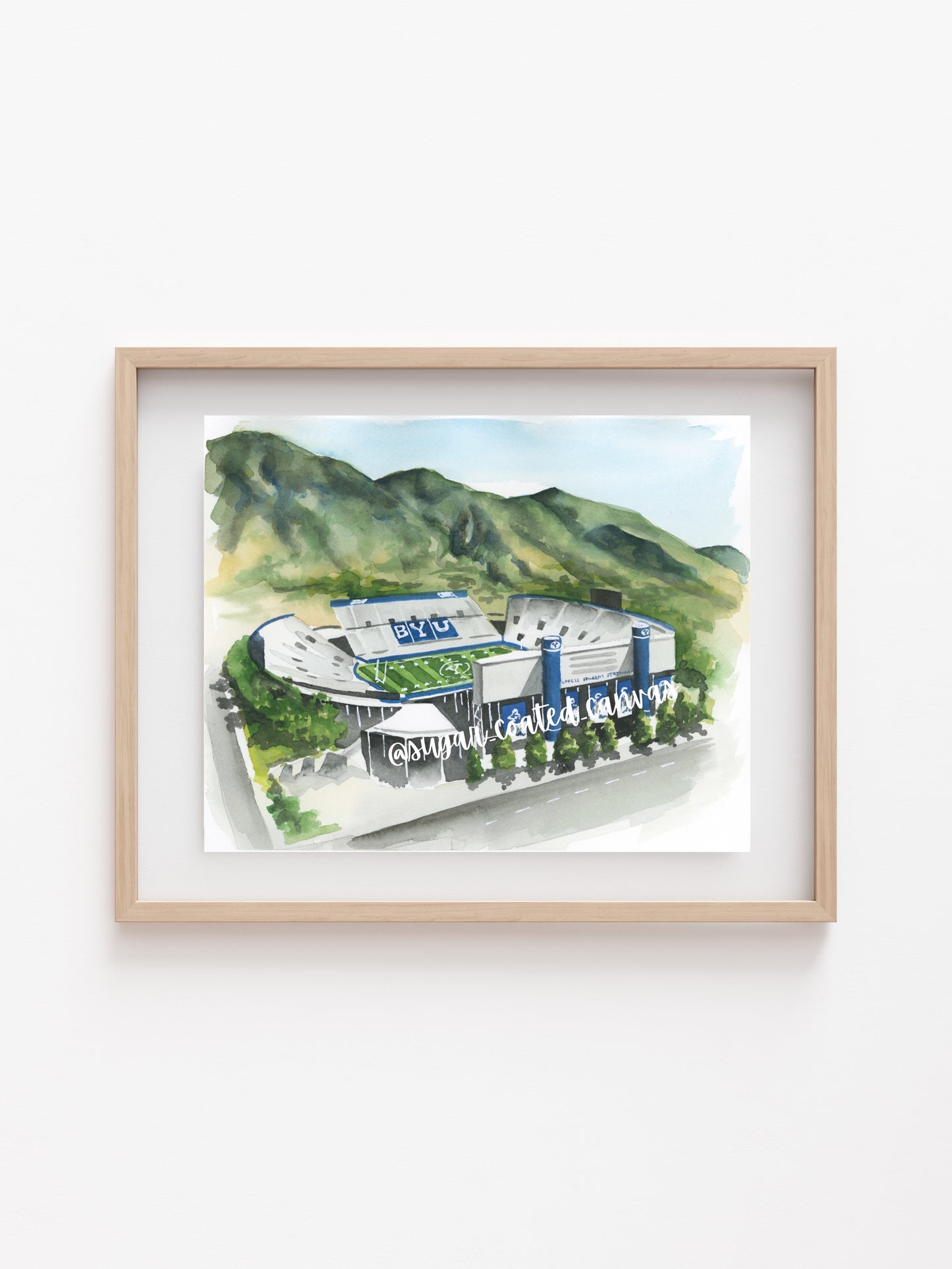Blue Football Stadium BYU Watercolor Print
