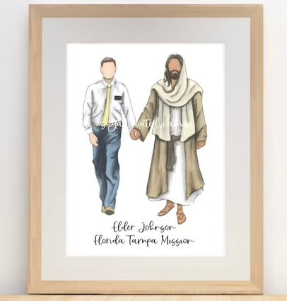 Elder Missionary walking with Jesus Christ Print