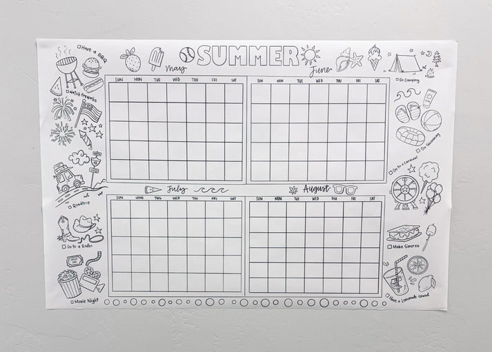Printable Summer Calender and Checklist – Sugar Coated Canvas