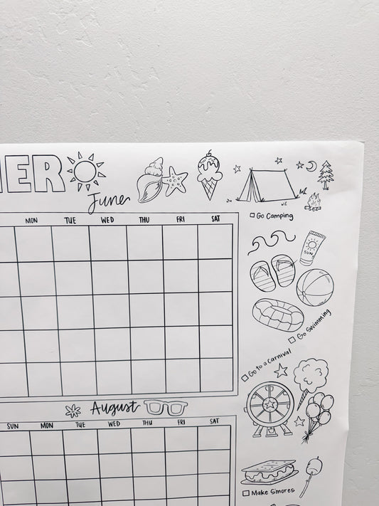 Printable Summer Calender and Checklist