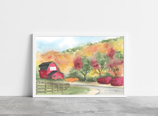 Fall Landscape Watercolor Print