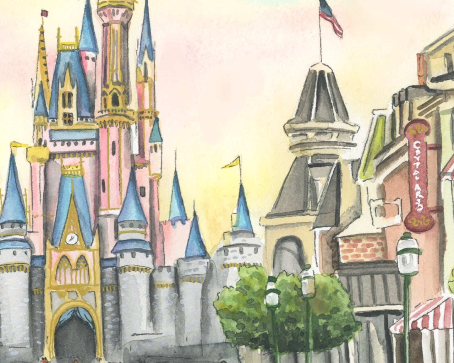 Main Street watercolor Print