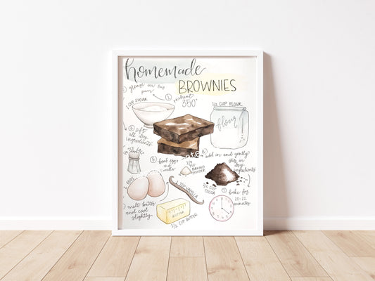 Illustrated Brownie Recipe Print