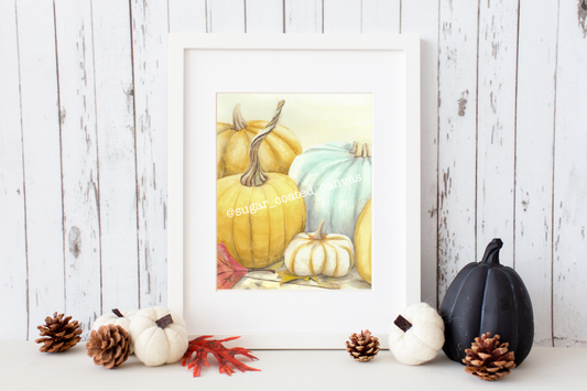 Pumpkins Watercolor Print