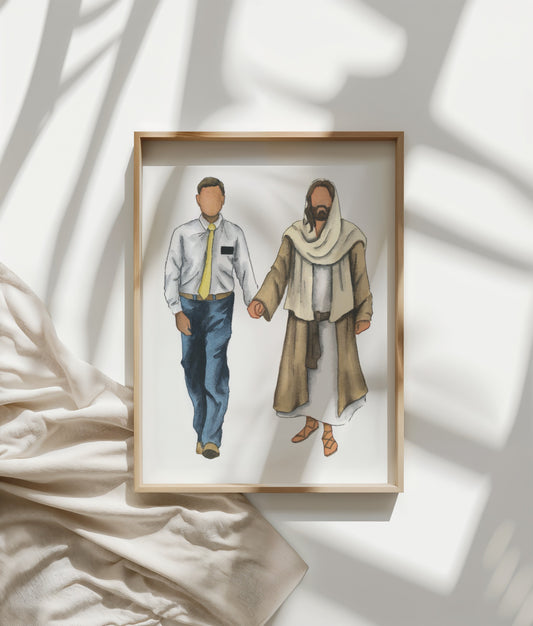 Elder Missionary walking with Jesus Christ Print