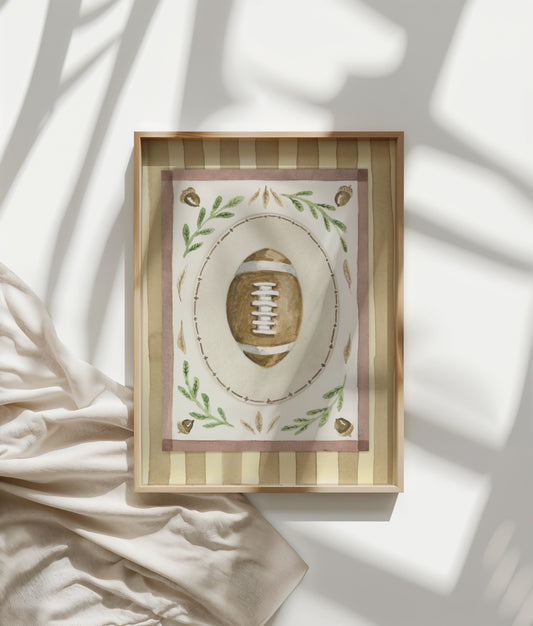 Fall Football Watercolor Print