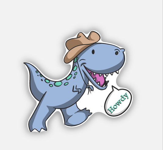 Cowboy Dino Vinyl Sticker