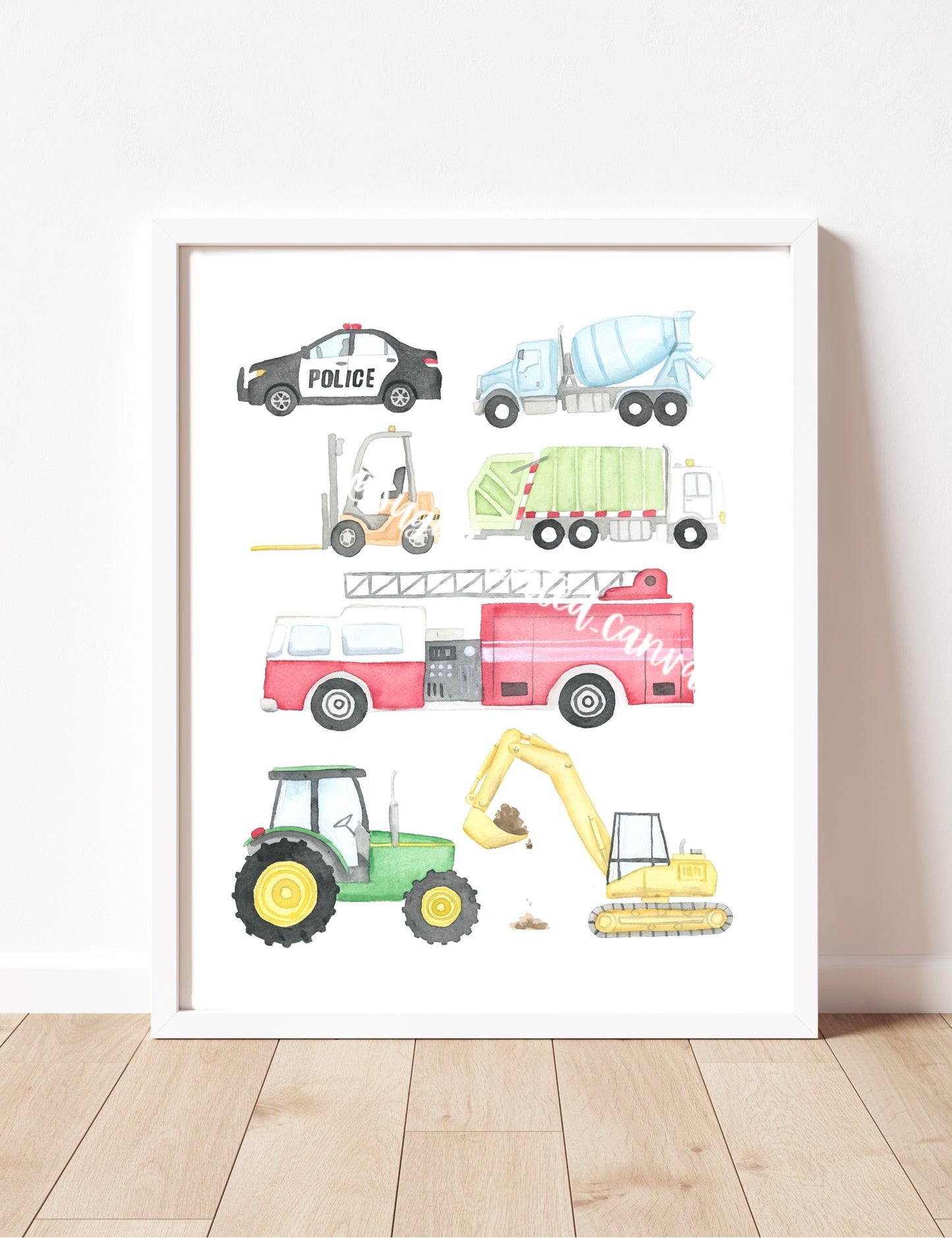Vehicles Little Boys Room Watercolor Print