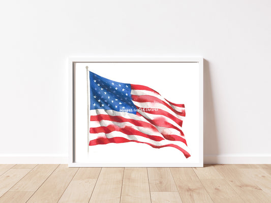 American Flag Watercolor Print