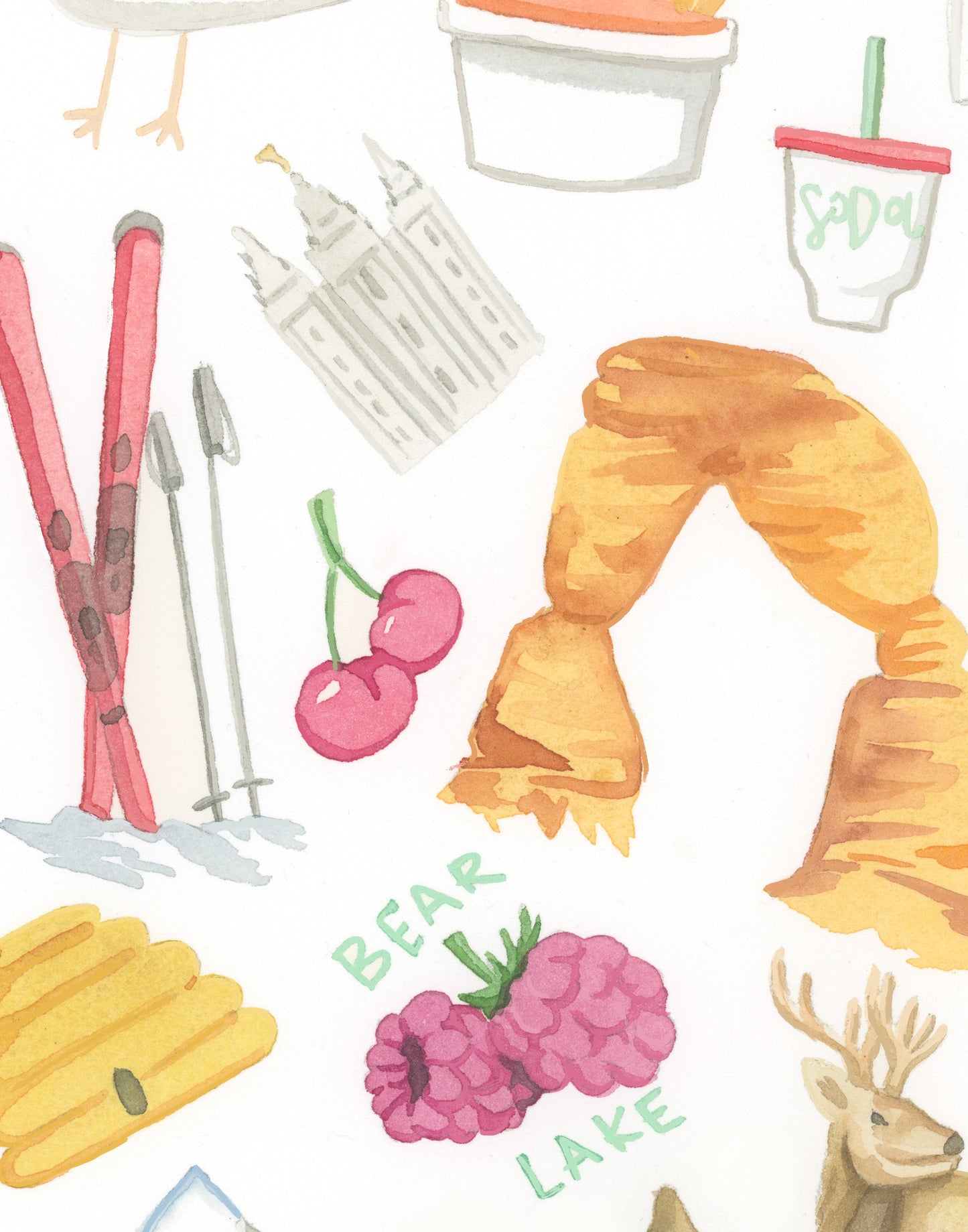 Utah Icons Watercolor Print