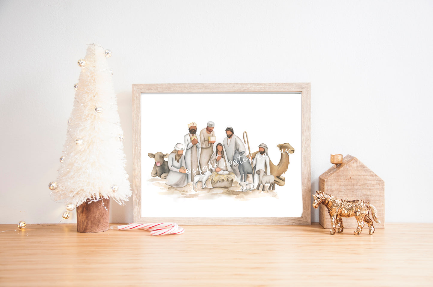 Neutral Nativity Watercolor Print
