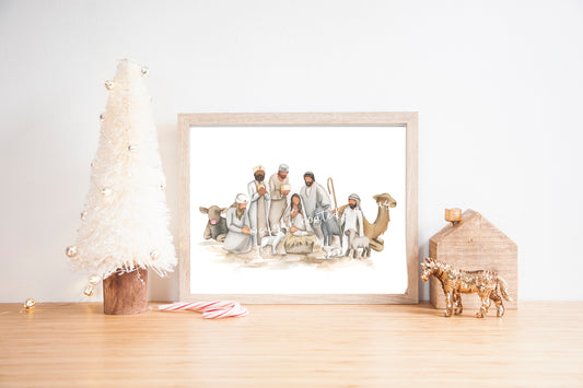 Neutral Nativity Watercolor Print