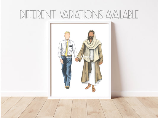 Elder Missionary walking with Jesus Christ Print