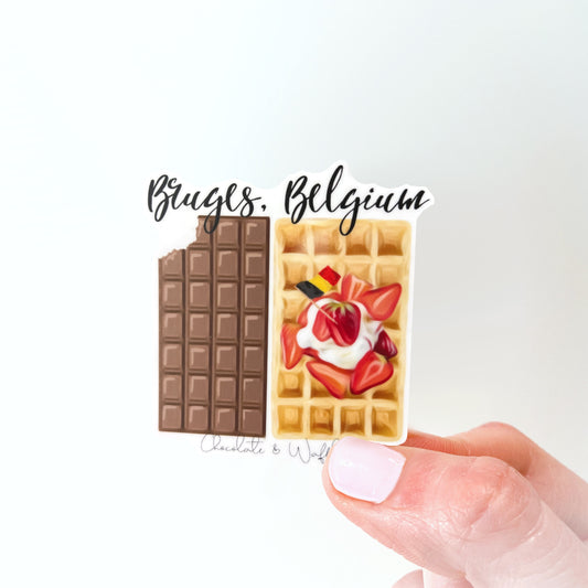 Bruges Belgium Chocolate and Waffle Sticker
