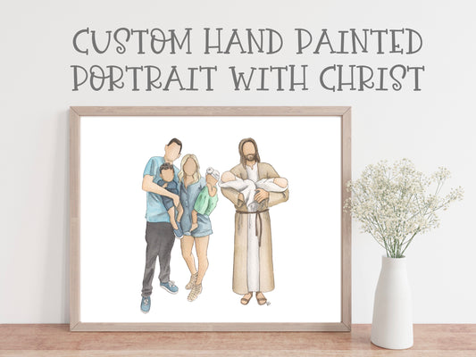 Custom Faceless Watercolor Portrait with Christ