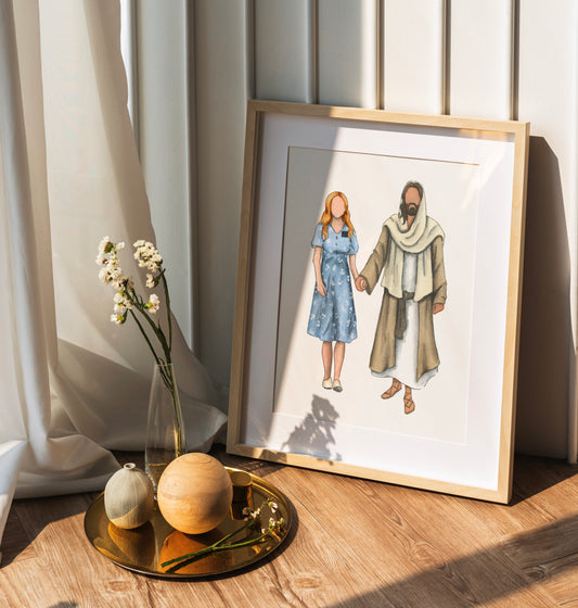 Sister Missionary walking with Jesus Christ Print