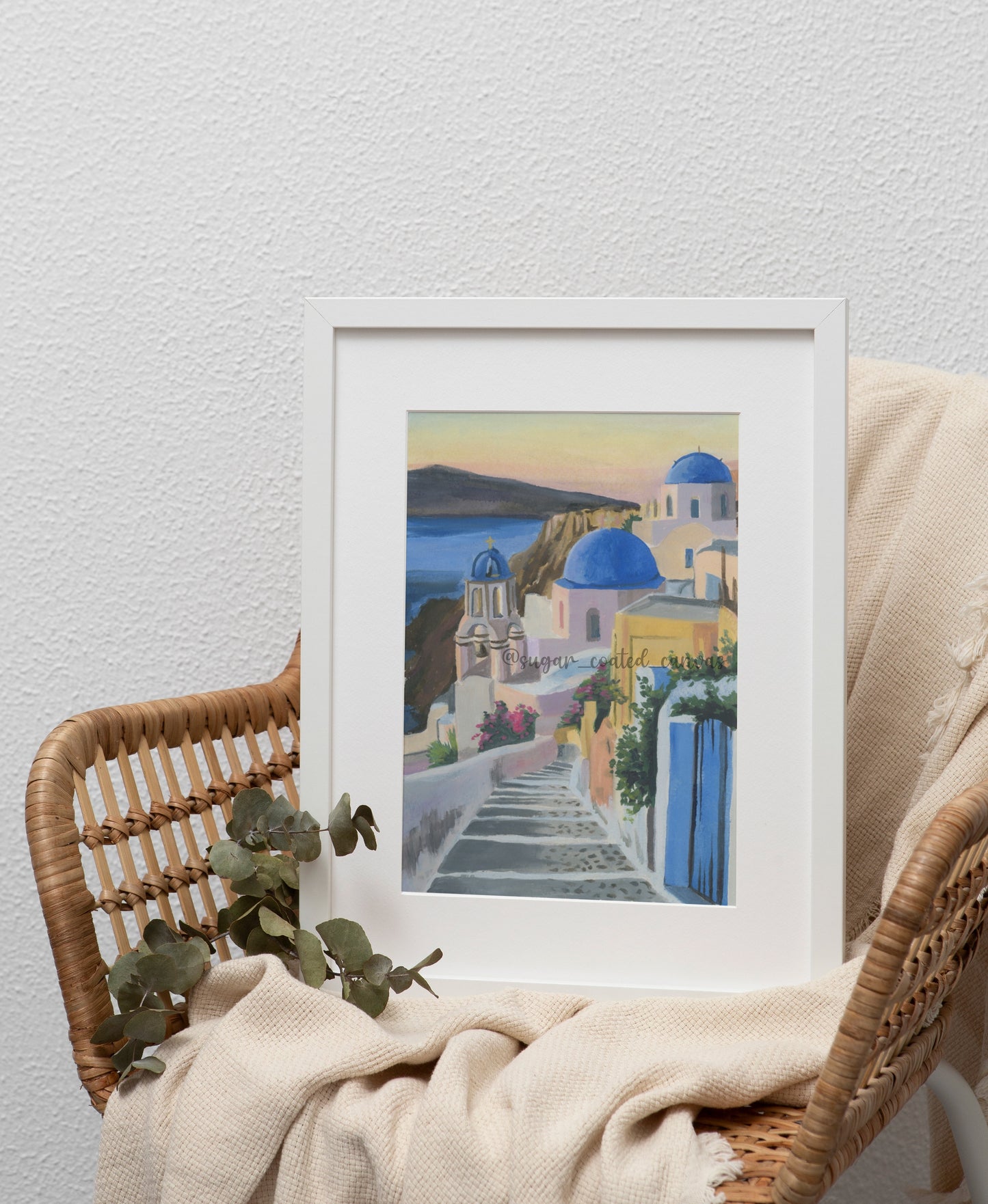 Santorini Greece Oil Painting Print