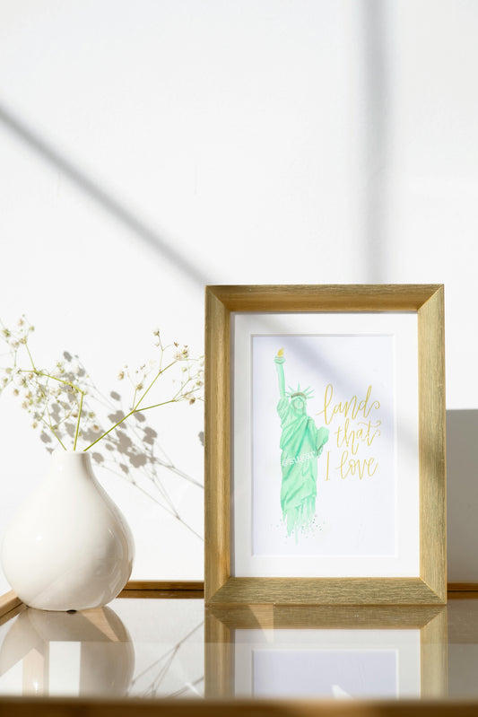 Land That I Love Lady Liberty Watercolor Print