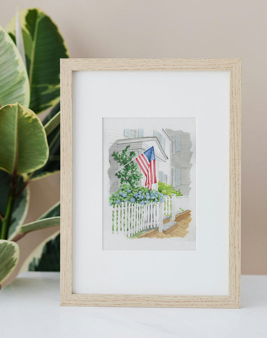 Patriotic Porch Watercolor Print