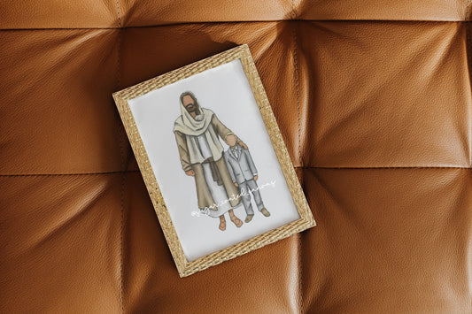 Baptism Boy with Jesus Christ Watercolor Print