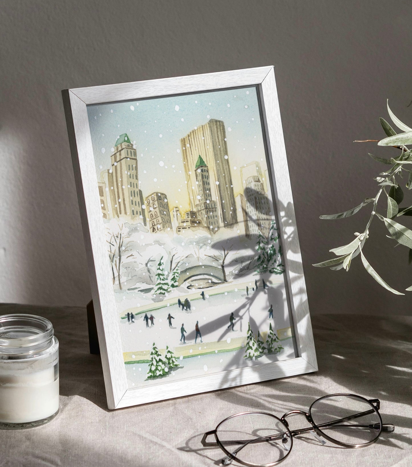 New York City in December Watercolor Print