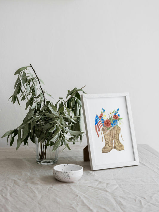 American Boots Watercolor Print