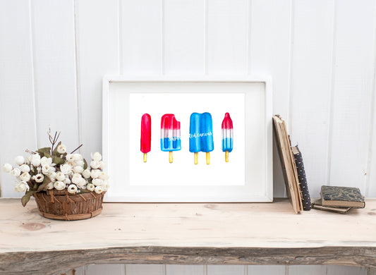 USA Popsicles Watercolor Print
