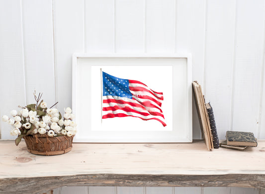 American Flag Watercolor Print