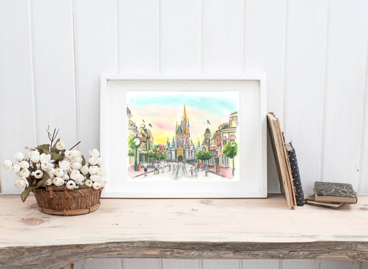 Main Street watercolor Print