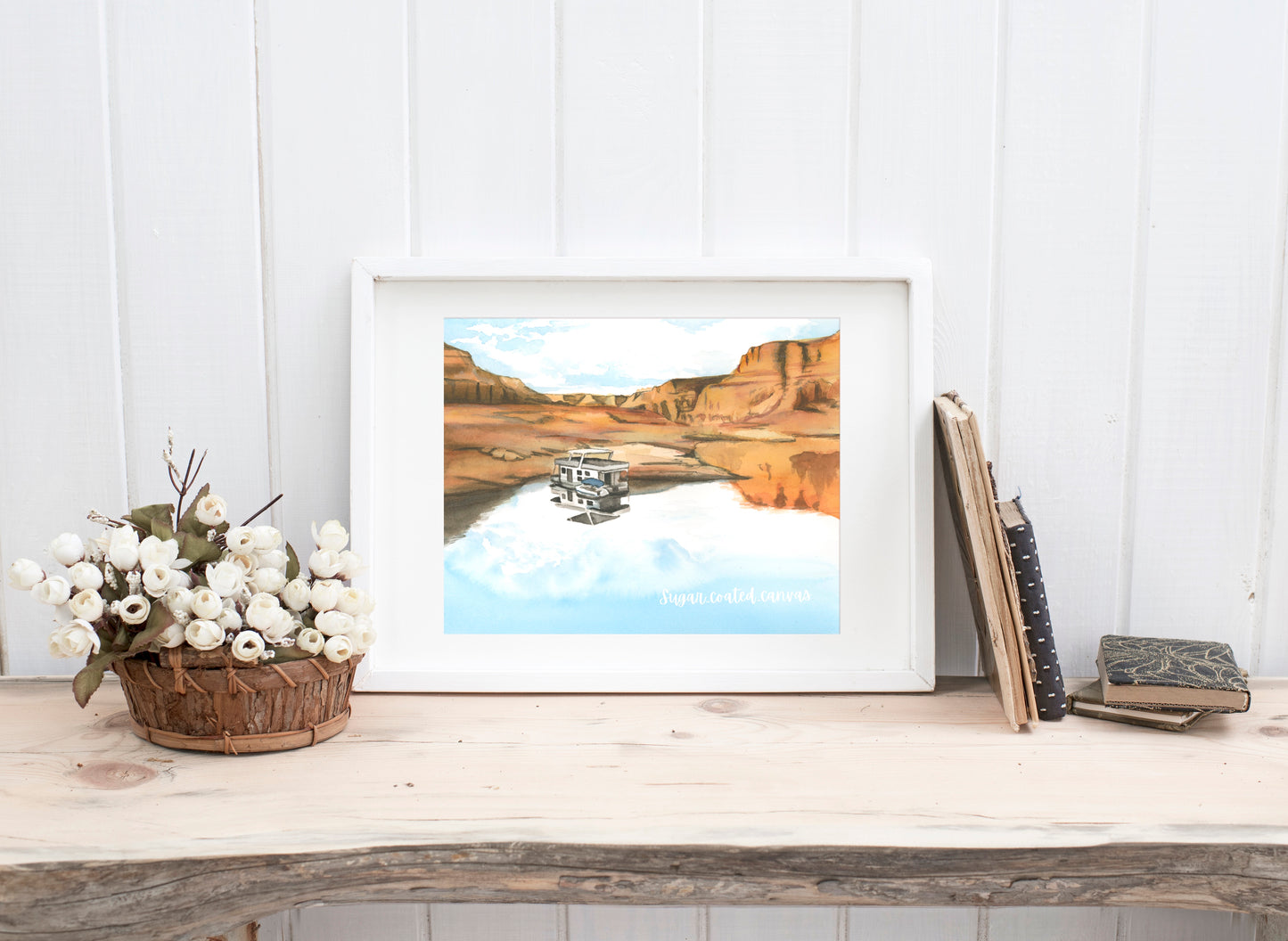 Lake Powell Houseboat Watercolor Print